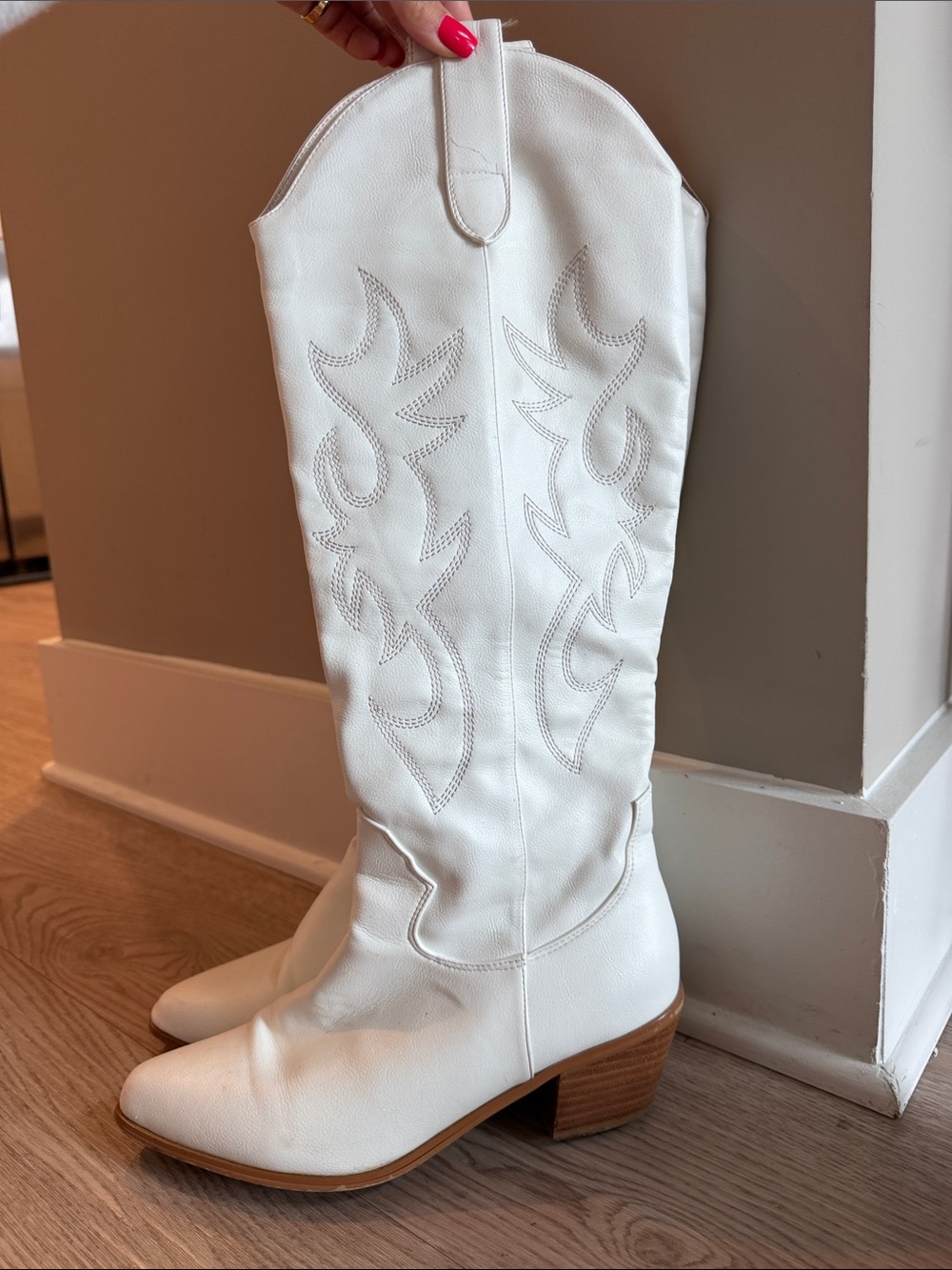 Billini White Western Knee-High Heeled Boots